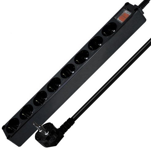 블랙탭 현대 블랙 PVC S/W 멀티탭 8구 HM16-825, 2.5m, 1개