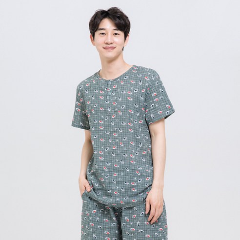 속옷미인 남성용 와플레이온 반팔 상하의 세트 파자마