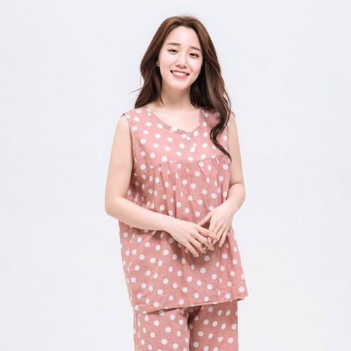 속옷미인 여성용 와플레이온 나시 상하의 세트 파자마