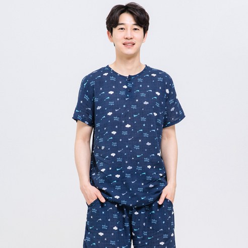 속옷미인 남성용 와플레이온 반팔 상하의 세트 파자마