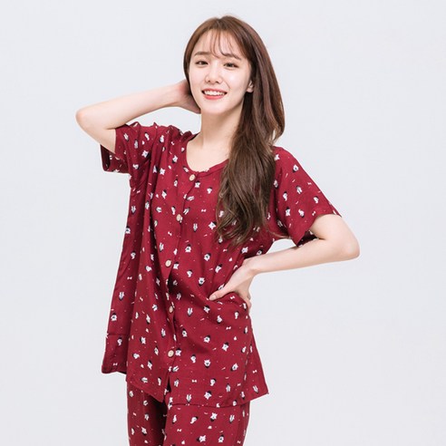속옷미인 여성용 자연인견 반팔 상하의 세트 파자마