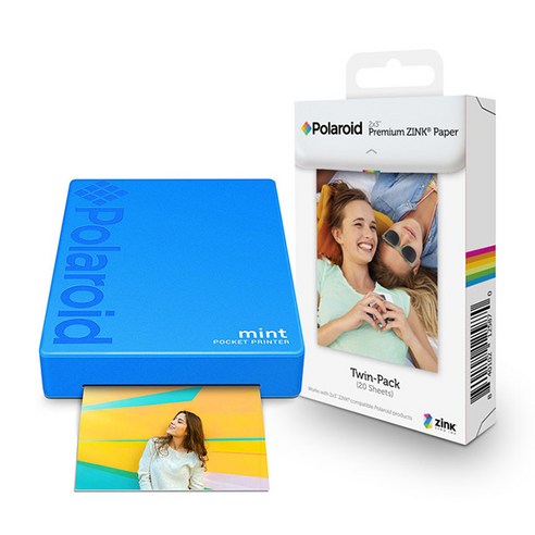 폴라로이드 Mint Printer 스마트폰 포토 프린터 블루 + 인화지 20p