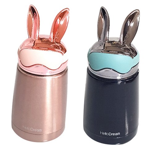 푸코 T24 래빗 파일럿 보온병 300ml x 2p 세트, 블루, 핑크