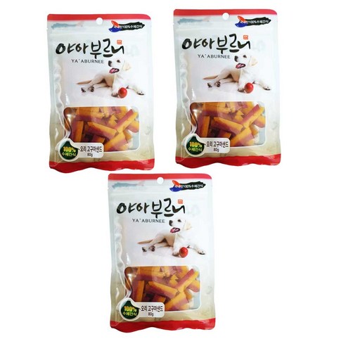 야아부르니 국내산 강아지 수제간식, 오리 + 고구마샌드 혼합맛, 3개