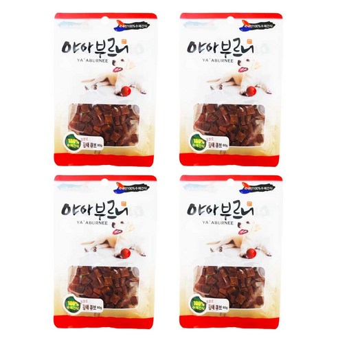 야아부르니 국내산 강아지 수제간식, 코코넛 + 황태큐브 혼합맛, 4개
