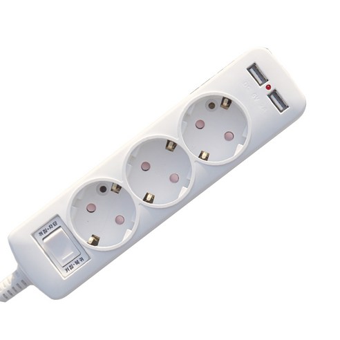 카닉스 타노스 USB 2포트 통합스위치 과부하차단 멀티탭 16A 3구 EW-MBSU-16A3, 1.5m, 1개
