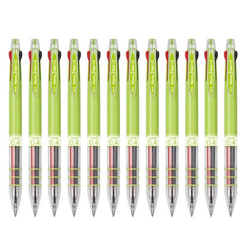 자바펜 중성펜 나노3겔&C 0.4mm, 라임, 12개입