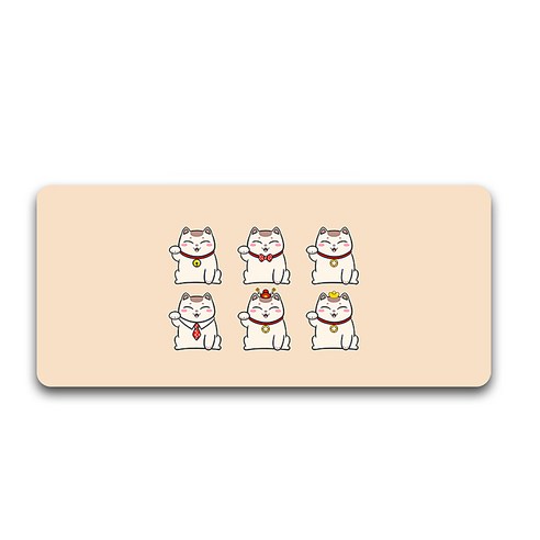 알럽컴 행운의 고양이 마우스 장패드 300 x 800 x 3 mm, 6TYPE(베이지), 1개