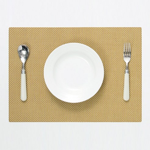 모리스벤암펠 멜로우스페이스 Green PVC 테이블 식탁 매트 TR-M4, 골드머스터드 사각, 46.5 x 33.5 cm