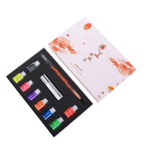 멜팅홈 에나멜 크리스탈 유리 만년필 세트, 0.5mm, 오렌지