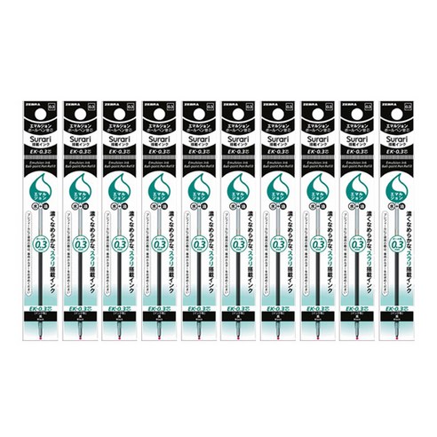 제브라 유성펜 리필심 프레필 EK 스라리 0.3mm, 블랙, 10개입