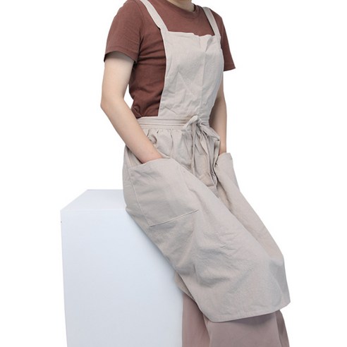 마켓피오 주방 린넨 스타일 앞치마, 타입2 베이지, 1개