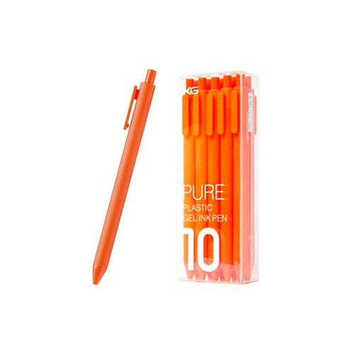 동아피엠에스 KACO PURE 컬러 소프트 젤펜 블랙심 0.5mm 10p, 딥오렌지, 1개
