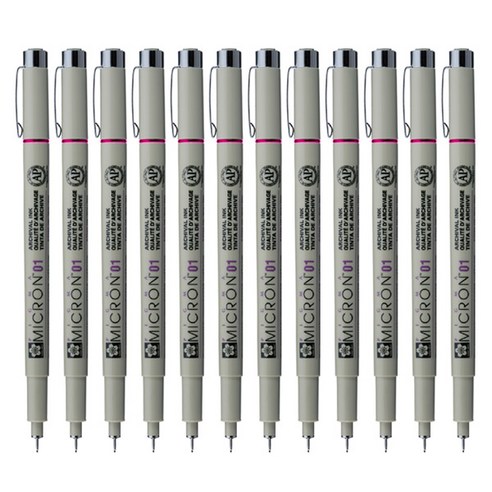 SAKURA 피그마 마이크론 01 젤잉크펜 0.25mm, 로즈, 12개입