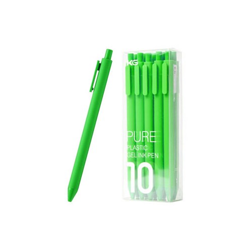 KACO PURE 컬러 소프트 젤펜 블랙심 0.5mm 10p, 그린, 1개