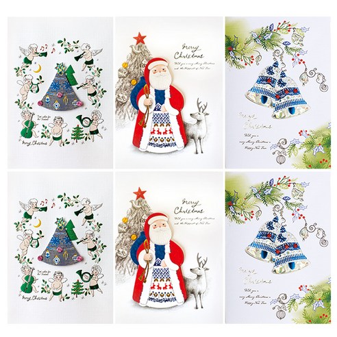 프롬앤투 크리스마스카드 성탄카드 3종 + 봉투 3종 세트 S203q456, 혼합 색상, 2세트