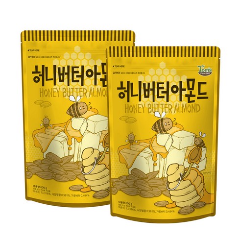 탐스팜 허니버터아몬드, 600g, 2개