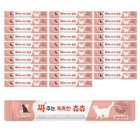 포유널위한간식 짜주는 촉촉한 츄츄 14g, 연어 + 참치 혼합맛, 30개입