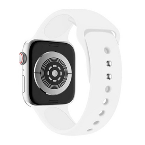 우수스 애플워치 3/4/5 이중버클 솔리드 컬러 실리콘 밴드 S/M (38/40mm 호환 가능), 화이트, 1개
