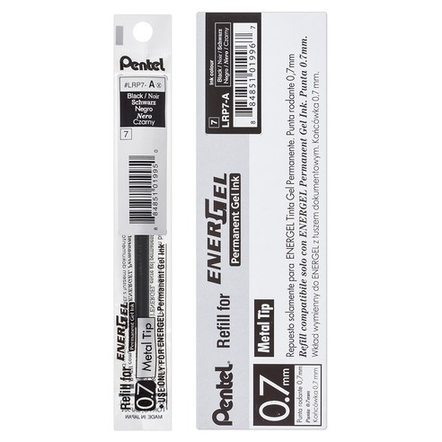 펜텔 에너겔퍼먼트 리필심 0.7mm LRP7-A, black, 12개입