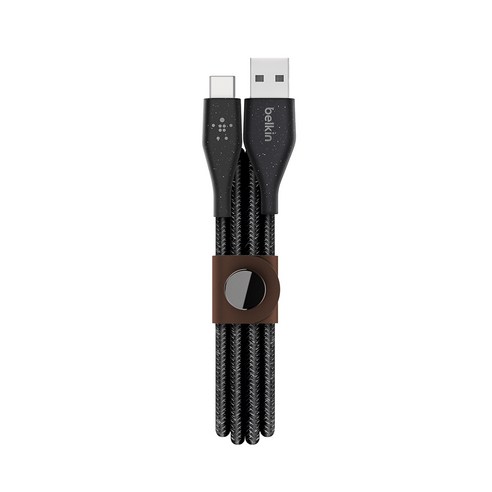벨킨 듀라텍+ 가죽스트랩 USB C타입 고속 충전 케이블, 블랙(F2CU069bt04-BLK), 1개