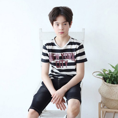 또래친구 남아용 뉴욕시티 단가라 티셔츠