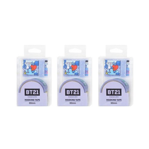 라인프렌즈 BT21 마스킹테이프 30mm, 퍼플, 3개