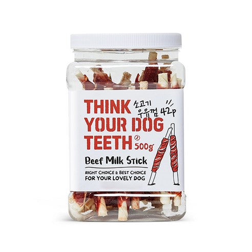 THINK YOUR DOG TEETH 우유껌 스틱 건조간식 42p 500g, 소고기맛, 1개