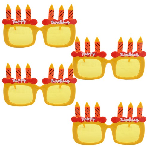 파티쇼 촛불케익 안경, 옐로우, 4개