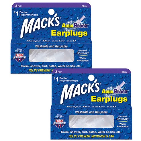 Macks 아쿠아블록 실리콘 수영 귀마개 투명색 4p, 2개, 4개입