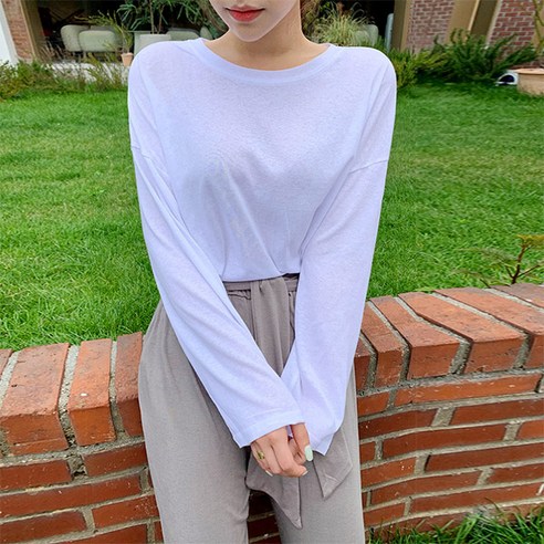 오키진 여성용 베이직 긴팔 티셔츠