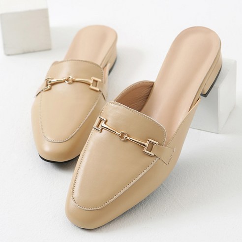 착한구두 여성용 레더 미들힐 홀스빗 뮬 블로퍼 RE 3900