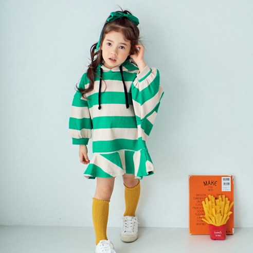 로리앤콜린 여아용 퍼프릴 후드 원피스