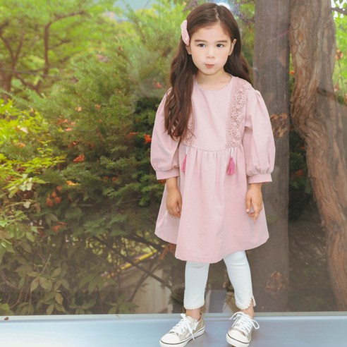 느엘 여아용 테슬긴팔원피스