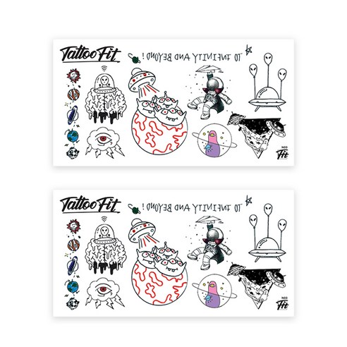 타투에이전트 타투핏 데일리 타투 스티커 NORMAL TATTOO, N03 TO THE SPACE, 2개