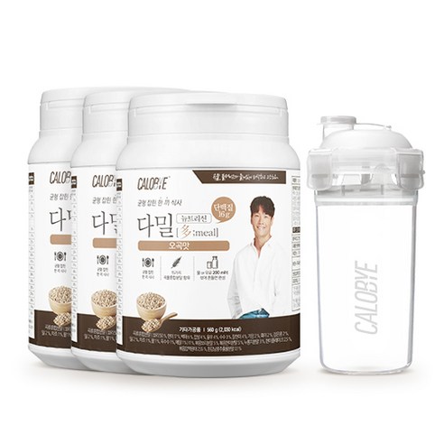 칼로바이 다밀 뉴트리션 단백질쉐이크 오곡맛 + 쉐이커 세트, 560g, 3개