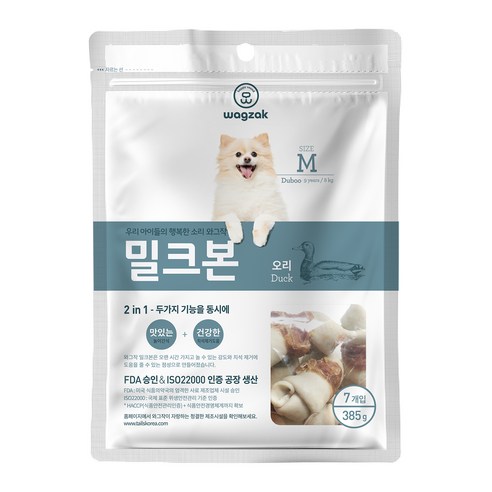 와그작 강아지 밀크본 덴탈껌 M 7p, 오리, 1개