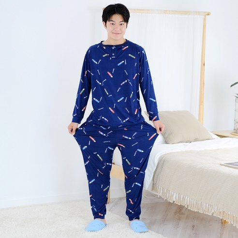 BB캐주얼 남성용 피치기모 잠옷 긴팔 상하 세트