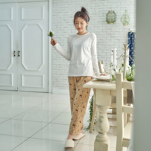 커플용 밀키 양모 일자바지 잠옷