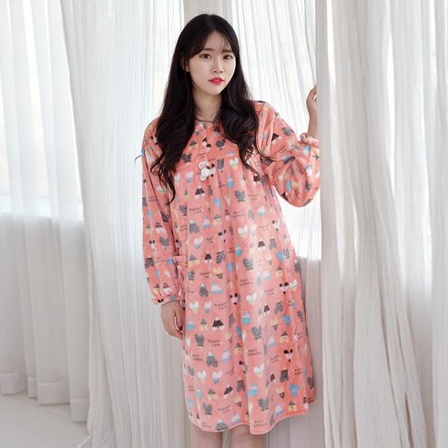 디노바시 여성용 밍크 원피스 잠옷