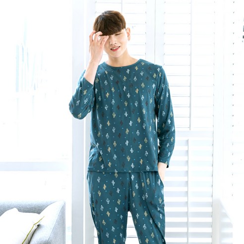 민트코코아 남성용 홈웨어 긴팔잠옷 상하의 세트