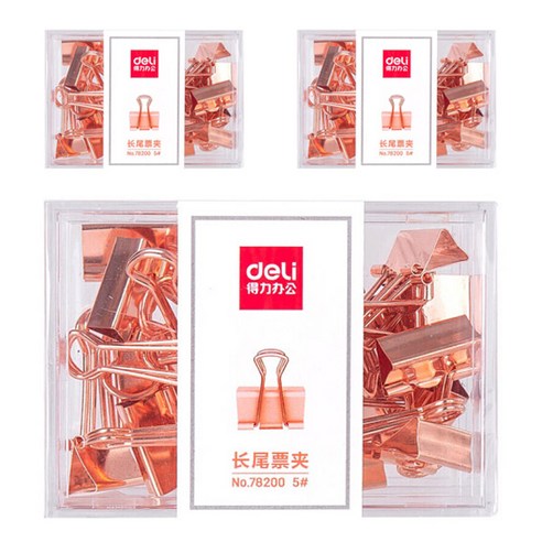 델리 메탈 더블클립 78200 로즈골드, 5호(18 x 36 mm), 20개, 3개