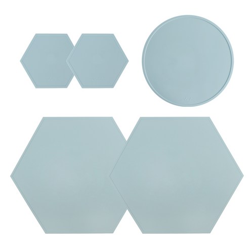 에이드엘 헥사곤 실리콘 테이블웨어 2인세트, 스카이블루, 395 x 343 mm