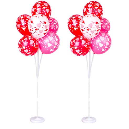풍선꽂이 장식 세트 130cm, 하트인쇄혼합, 2세트