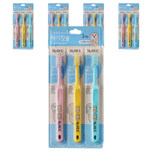 마이비 아기칫솔 2단계 일반 3p, 혼합 색상, 3개입, 5개