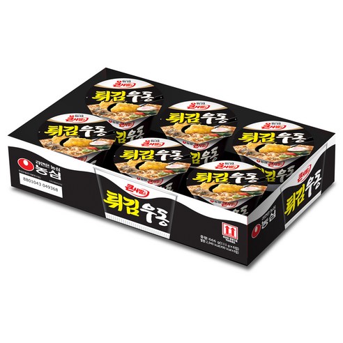 농심 튀김우동큰사발, 111g, 6개