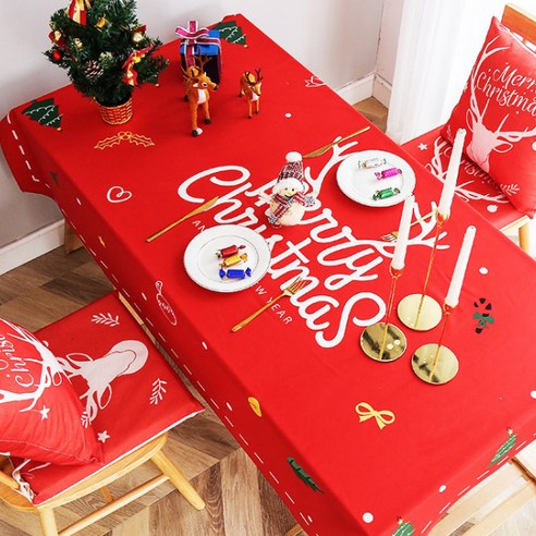 마켓감성 크리스마스 식탁보, 타입1, 140 x 180 cm
