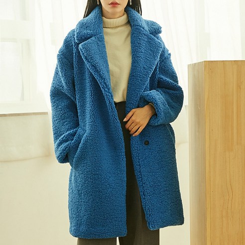 SOLOIST 여성용 빅칼라 테디베어 하프코트 FAEJ4905