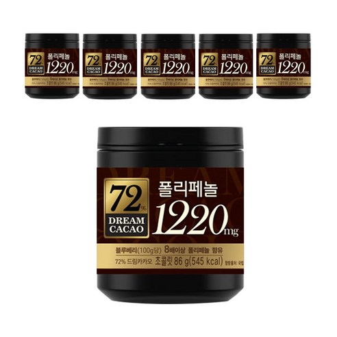 드림카카오 72% 폴리페놀 초콜릿, 86g, 6개