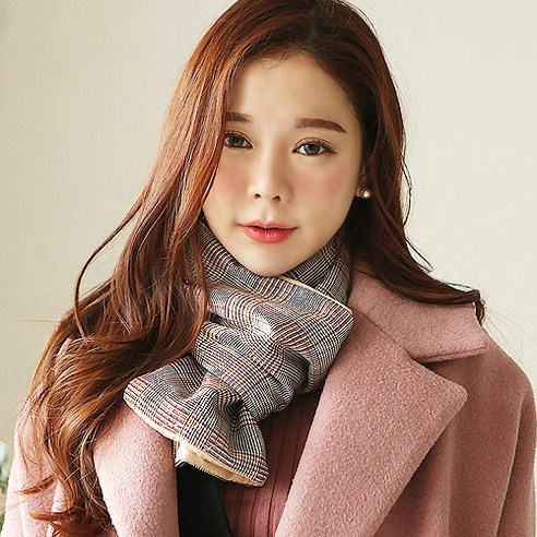 레씨 코코드림 하운드체크 슬림 패딩 머플러